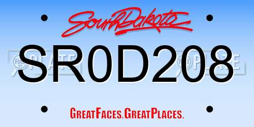 SR0D208 South Dakota License Plate
