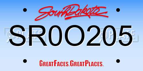 SR0O205 South Dakota License Plate