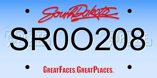 SR0O208 South Dakota License Plate
