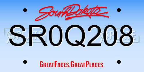 SR0Q208 South Dakota License Plate