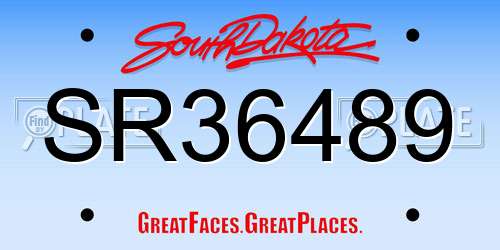 SR36489 South Dakota License Plate