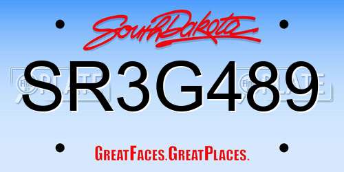 SR3G489 South Dakota License Plate