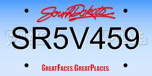 SR5V459 South Dakota License Plate