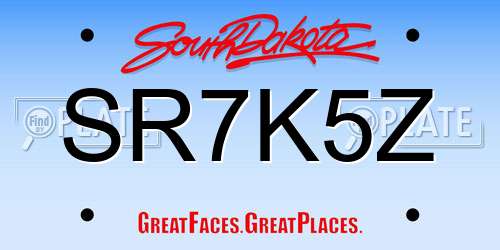 SR7K5Z South Dakota License Plate