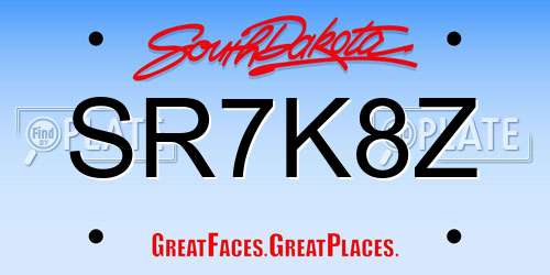 SR7K8Z South Dakota License Plate