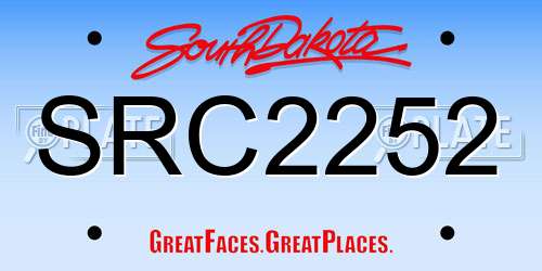 SRC2252 South Dakota License Plate