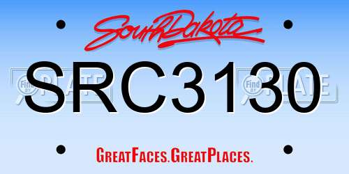 SRC3130 South Dakota License Plate