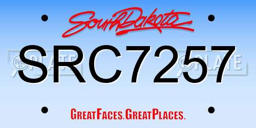 SRC7257 South Dakota License Plate