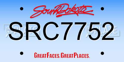 SRC7752 South Dakota License Plate