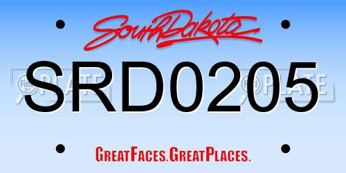 SRD0205 South Dakota License Plate