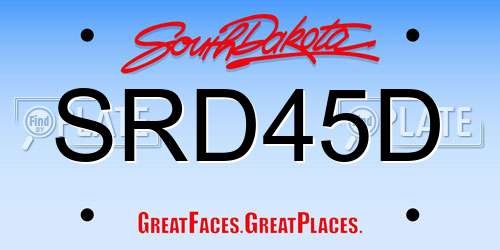 SRD45D South Dakota License Plate