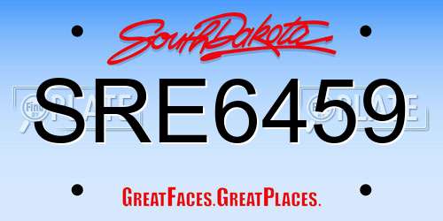 SRE6459 South Dakota License Plate