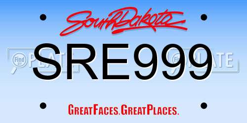 SRE999 South Dakota License Plate