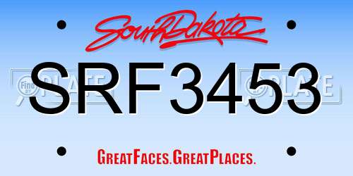 SRF3453 South Dakota License Plate