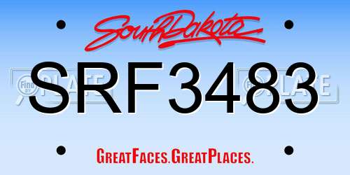 SRF3483 South Dakota License Plate