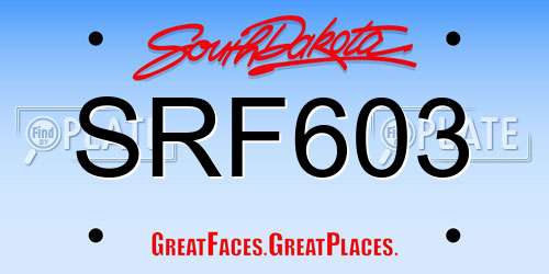 SRF603 South Dakota License Plate