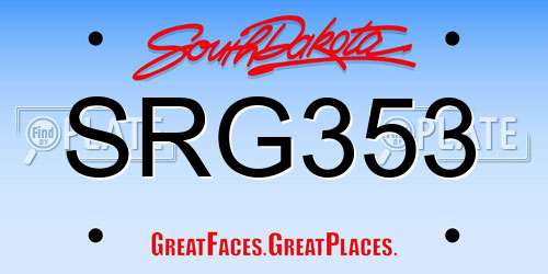 SRG353 South Dakota License Plate