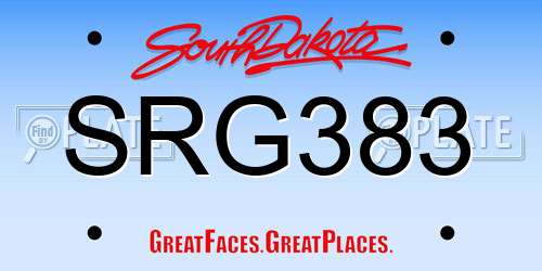SRG383 South Dakota License Plate