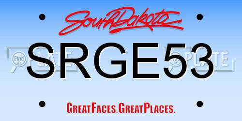 SRGE53 South Dakota License Plate