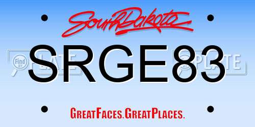 SRGE83 South Dakota License Plate