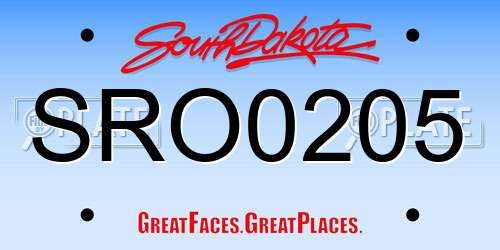 SRO0205 South Dakota License Plate