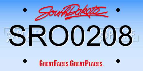 SRO0208 South Dakota License Plate