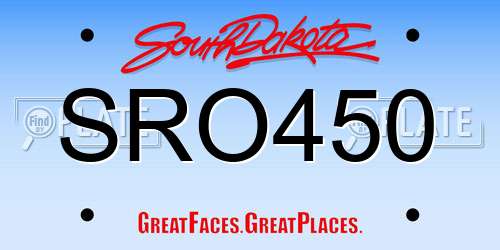 SRO450 South Dakota License Plate