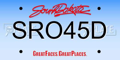 SRO45D South Dakota License Plate