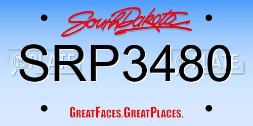 SRP3480 South Dakota License Plate