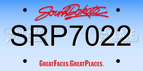 SRP7022 South Dakota License Plate