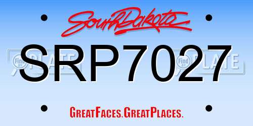 SRP7027 South Dakota License Plate
