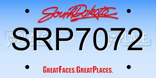 SRP7072 South Dakota License Plate