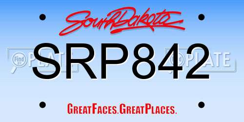 SRP842 South Dakota License Plate