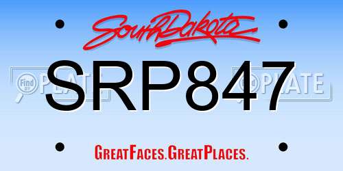 SRP847 South Dakota License Plate
