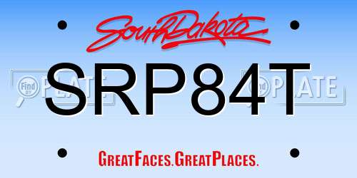 SRP84T South Dakota License Plate