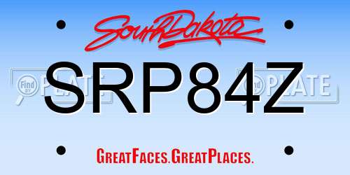 SRP84Z South Dakota License Plate