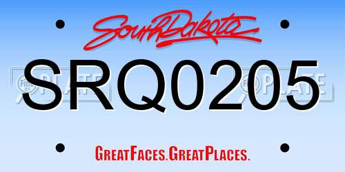 SRQ0205 South Dakota License Plate