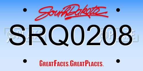 SRQ0208 South Dakota License Plate