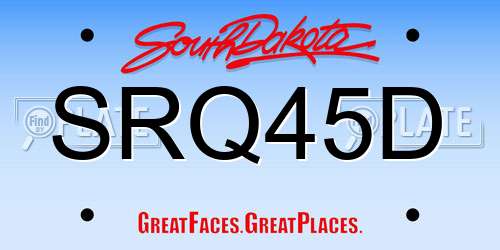 SRQ45D South Dakota License Plate