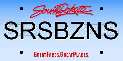 SRSBZNS South Dakota License Plate