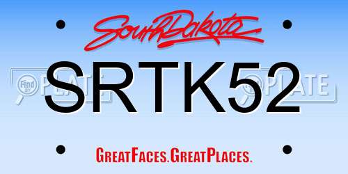 SRTK52 South Dakota License Plate