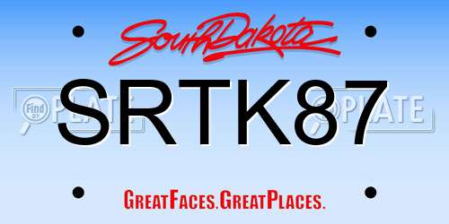 SRTK87 South Dakota License Plate