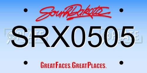SRX0505 South Dakota License Plate