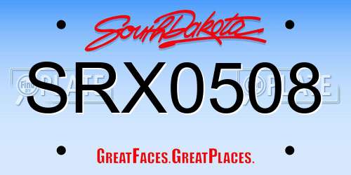 SRX0508 South Dakota License Plate
