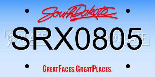 SRX0805 South Dakota License Plate