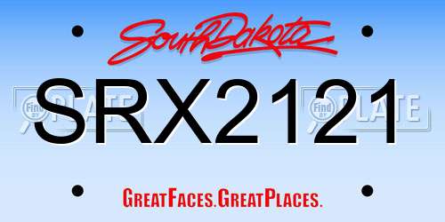 SRX2121 South Dakota License Plate