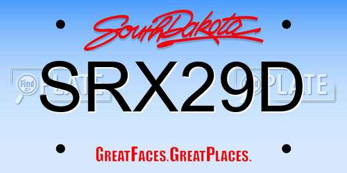 SRX29D South Dakota License Plate