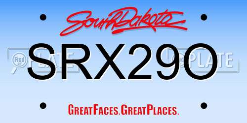 SRX29O South Dakota License Plate