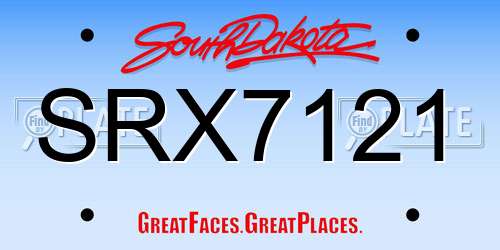 SRX7121 South Dakota License Plate
