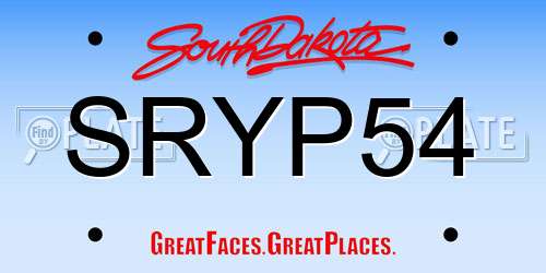 SRYP54 South Dakota License Plate